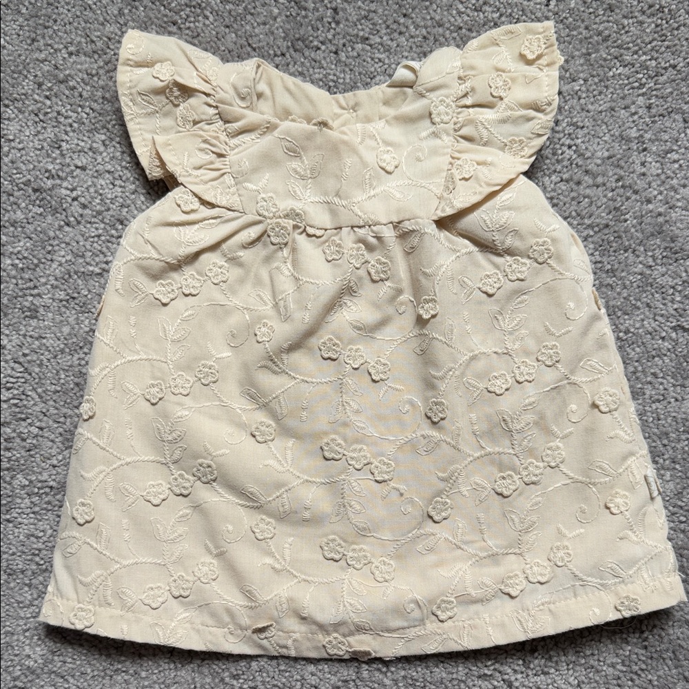 Baby Girl Cream Embroidered Dress